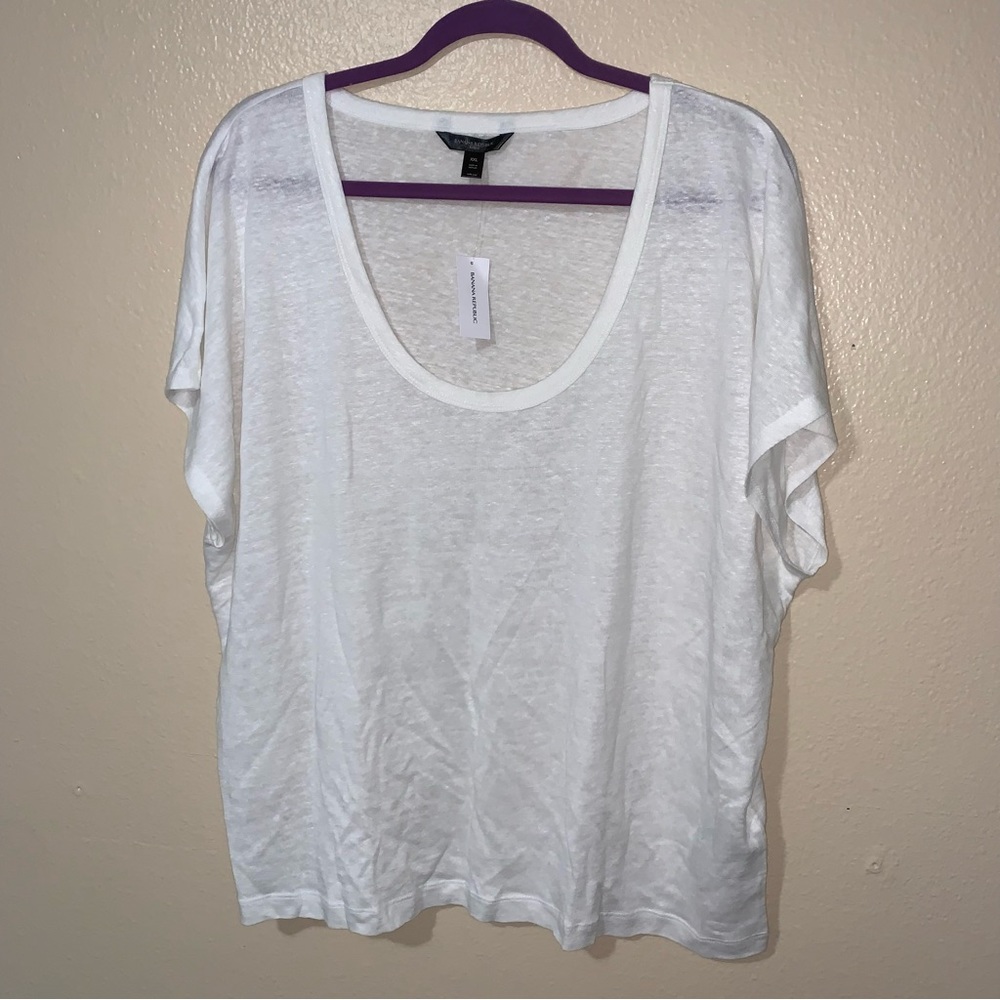 NWT Banana Republic 100% Linen White Tee T-Shirt Women’s Size XXL